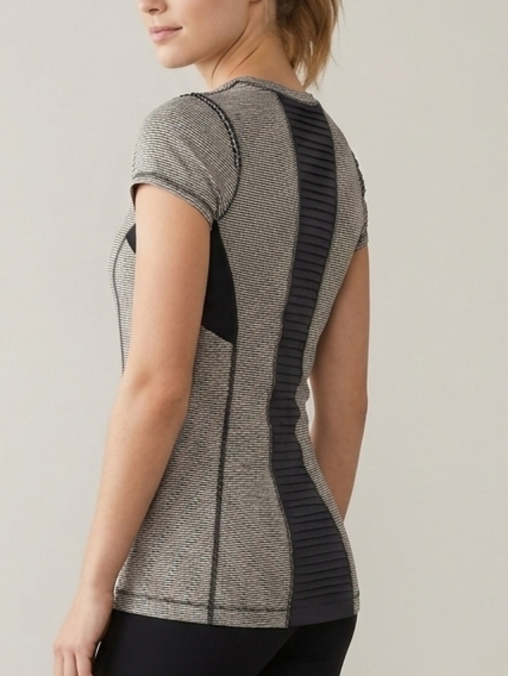 lululemon athletica Gray Top with Black Ribbed Back Panel